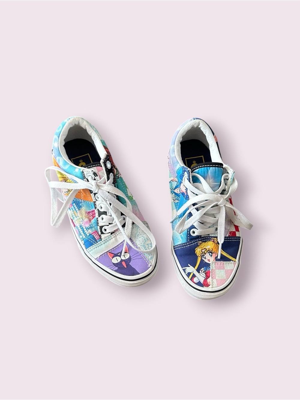 Vans Sailor Moon Graphic Low-Top Sneakers - Multi Color Patchwork Womens Size 5